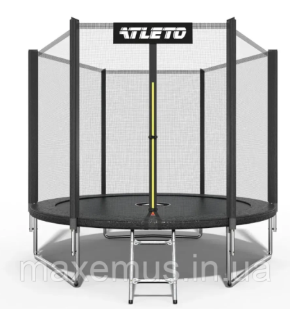 Батут детский Atleto 312 см с защитной сеткой и лестницей батут для детей садовый батут черный Мостиска