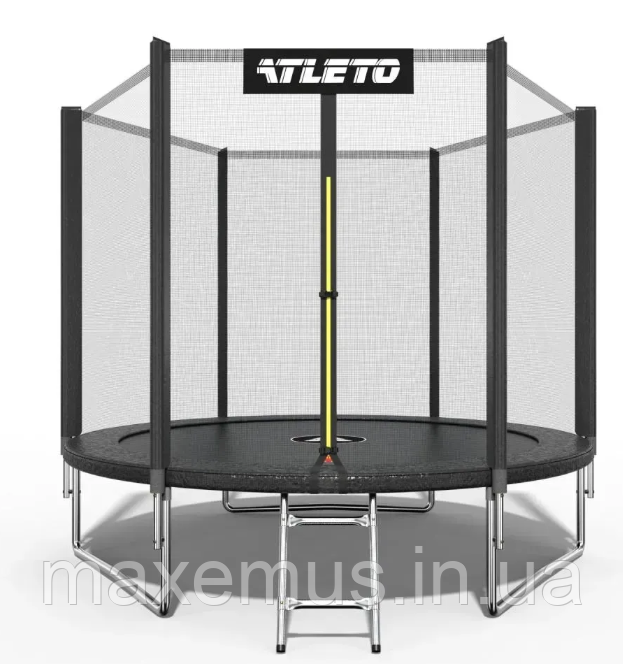 Батут детский Atleto 312 см с защитной сеткой и лестницей батут для детей садовый батут черный Мостиска - изображение 5