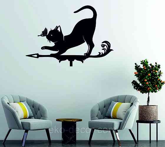 Декоративное настенное Панно «Кот» Декор на стену 90*62 см, Черный Киев