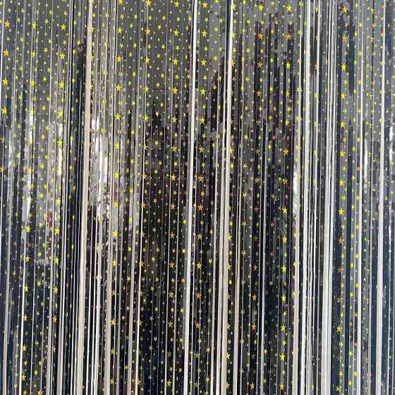 Дощик для фотозони з принтом зірочок 2 м на 1 м чорно-золотистий Київ