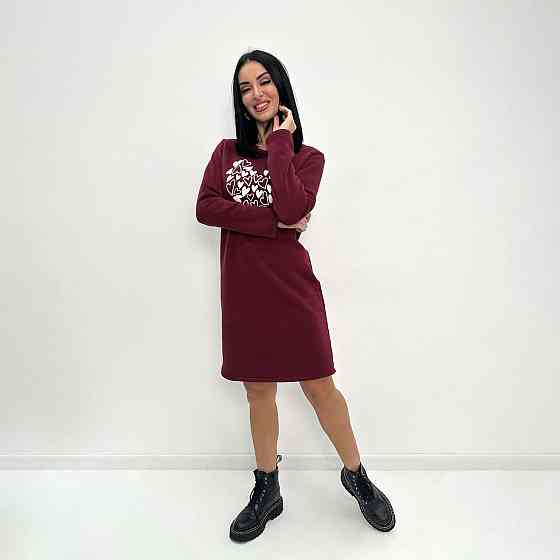 Теплое платье с принтом Romance батал Киев