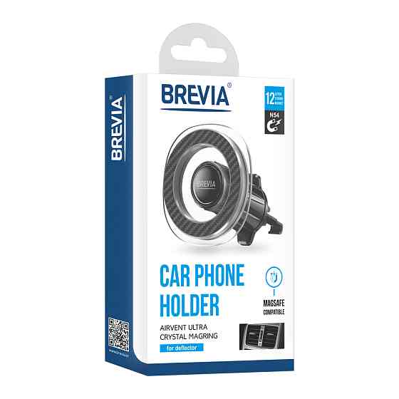 Тримач телефону автомобільний Brevia AirVent Ultra Сrystal MagRING на дефлектор, магнітний Magsafe Львів