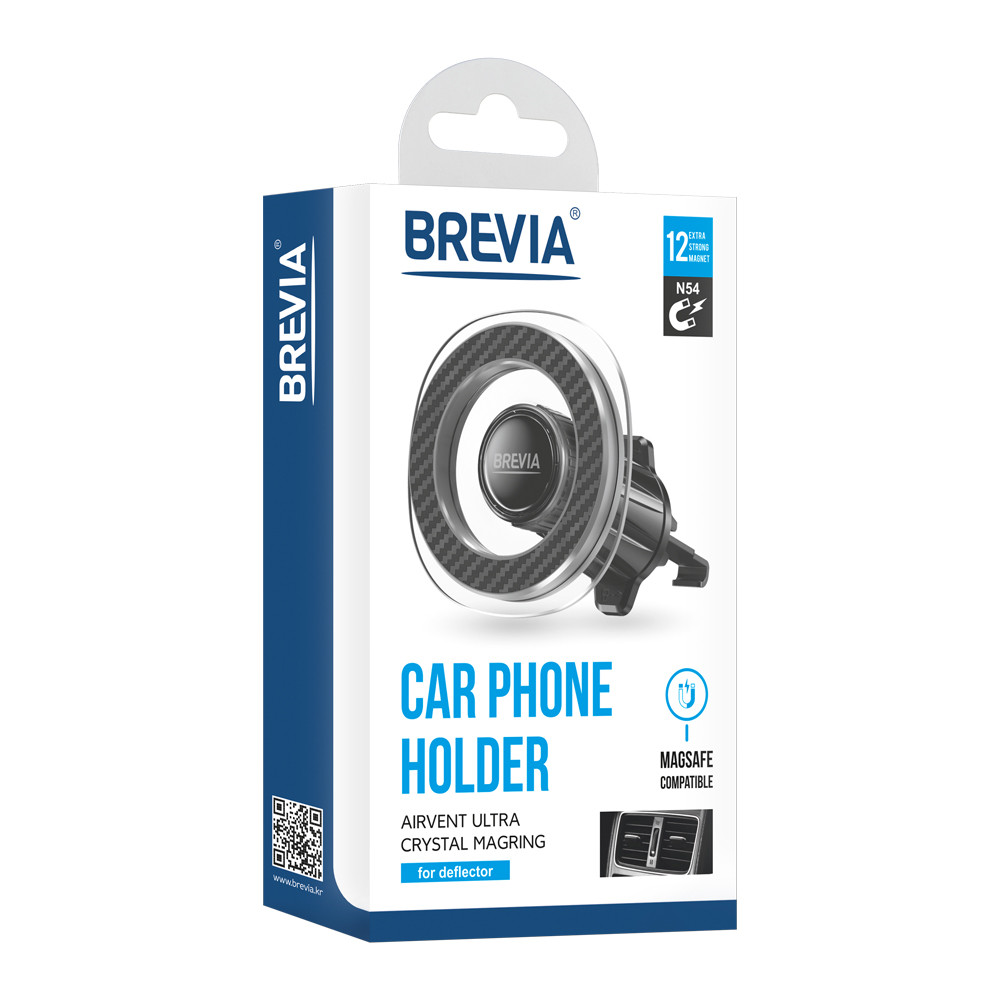 Тримач телефону автомобільний Brevia AirVent Ultra Сrystal MagRING на дефлектор, магнітний Magsafe Львів - фото 2