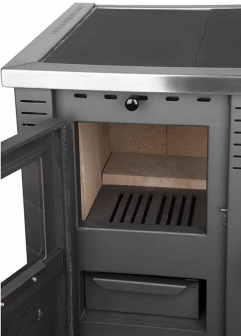 Піч-кухня на дровах Pro-Thermo Panonia червона з духовкою та варильною поверхнею 10 кВт до 80 м2 опалювально-варильна піч Сербія Тернопіль - фото 4