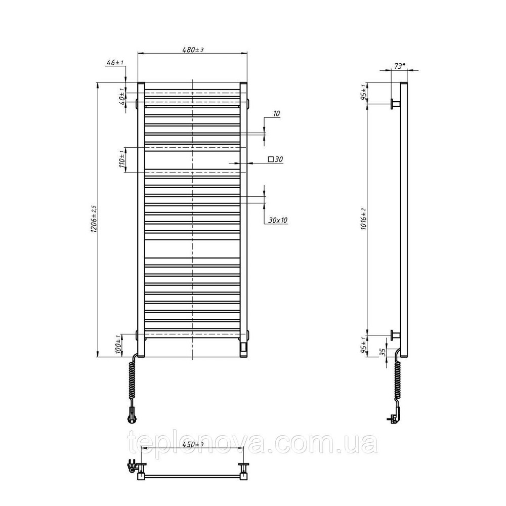 Электрический полотенцесушитель NAVIN Авангард X 480х1200 Sensor с WI-FI левосторонний, белый Черновцы - изображение 7