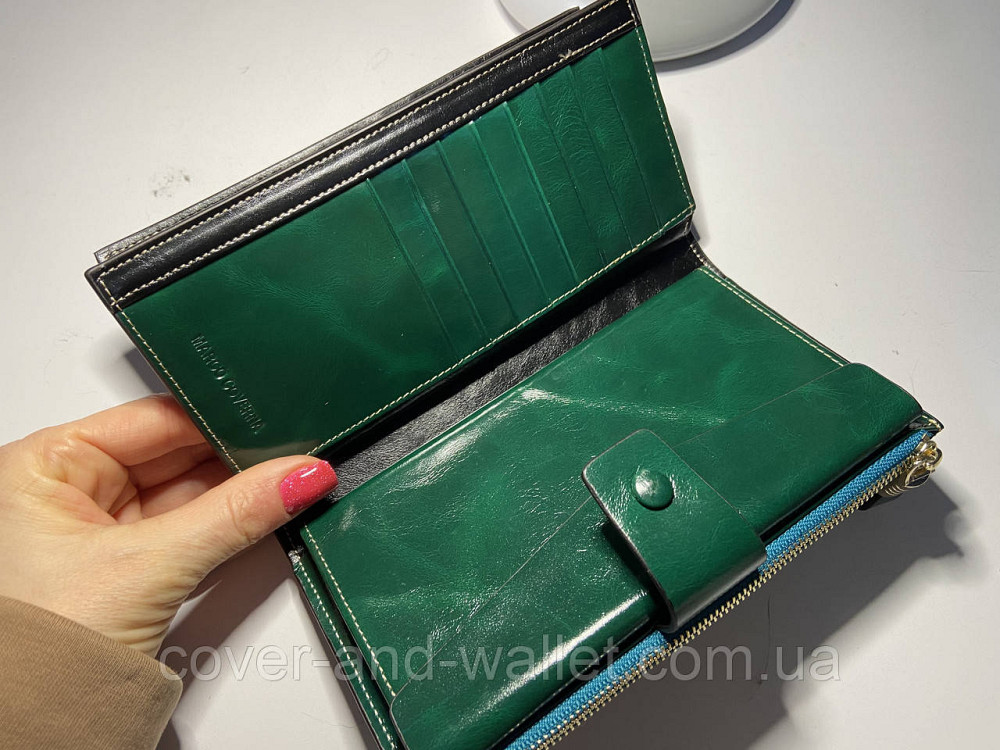 Зелений жіночий гаманець клатч з гладкої шкіри Marco Coverna 8653 Київ - фото 3