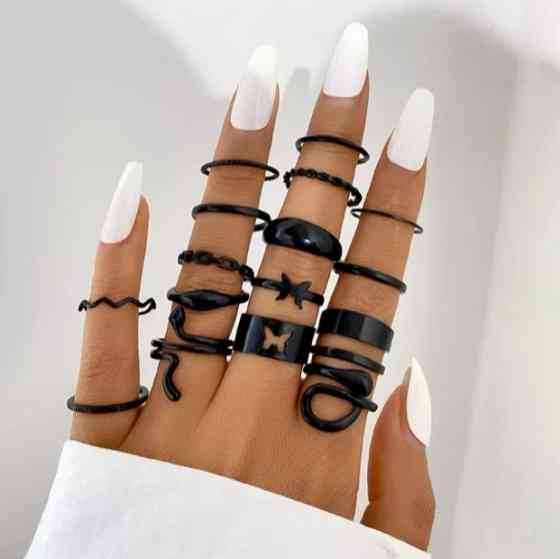 Набор колец из 18 штук универсальный черный Киев