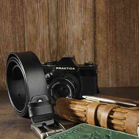 Ремень мужской с затемненной пряжкой механика Vintage 20314 Черный Киев