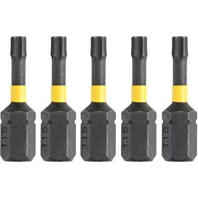 Набор бит DeWALT IMPACT TORSION, ударные, Torx, T15, L=25 мм, 5 шт (DT7380T) Винница