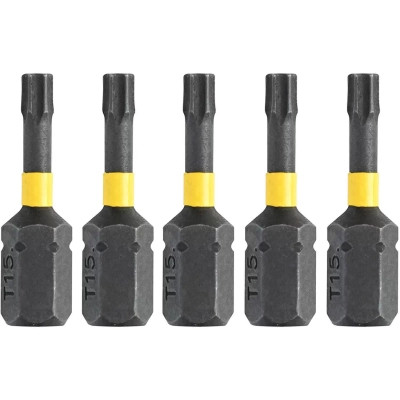 Набор бит DeWALT IMPACT TORSION, ударные, Torx, T15, L=25 мм, 5 шт (DT7380T) Винница - изображение 2