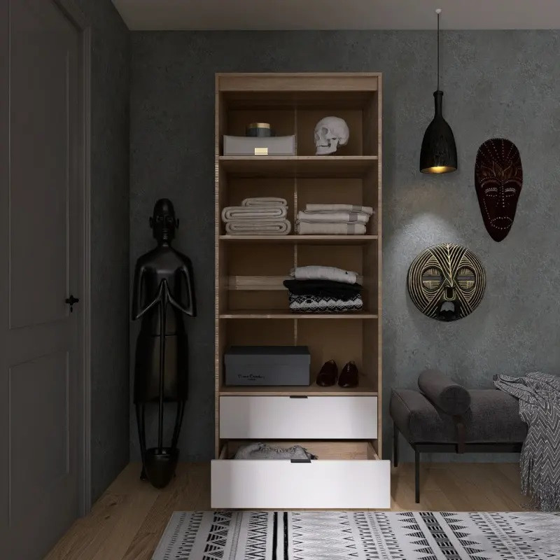 Шафа для одягу з 2 полицями над висувними шухлядами Еверест Сіті-800 80,2х50х204,6 см Дуб сонома/Білий (DTM-071141) Дніпро - фото 3