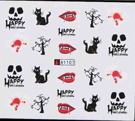Наклейки стикеры для ногтей Хэллоуин 5 на 6 см красно-черный Киев