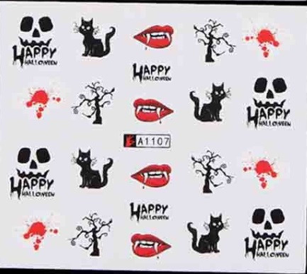 Наклейки стикеры для ногтей Хэллоуин 5 на 6 см красно-черный Киев - изображение 1