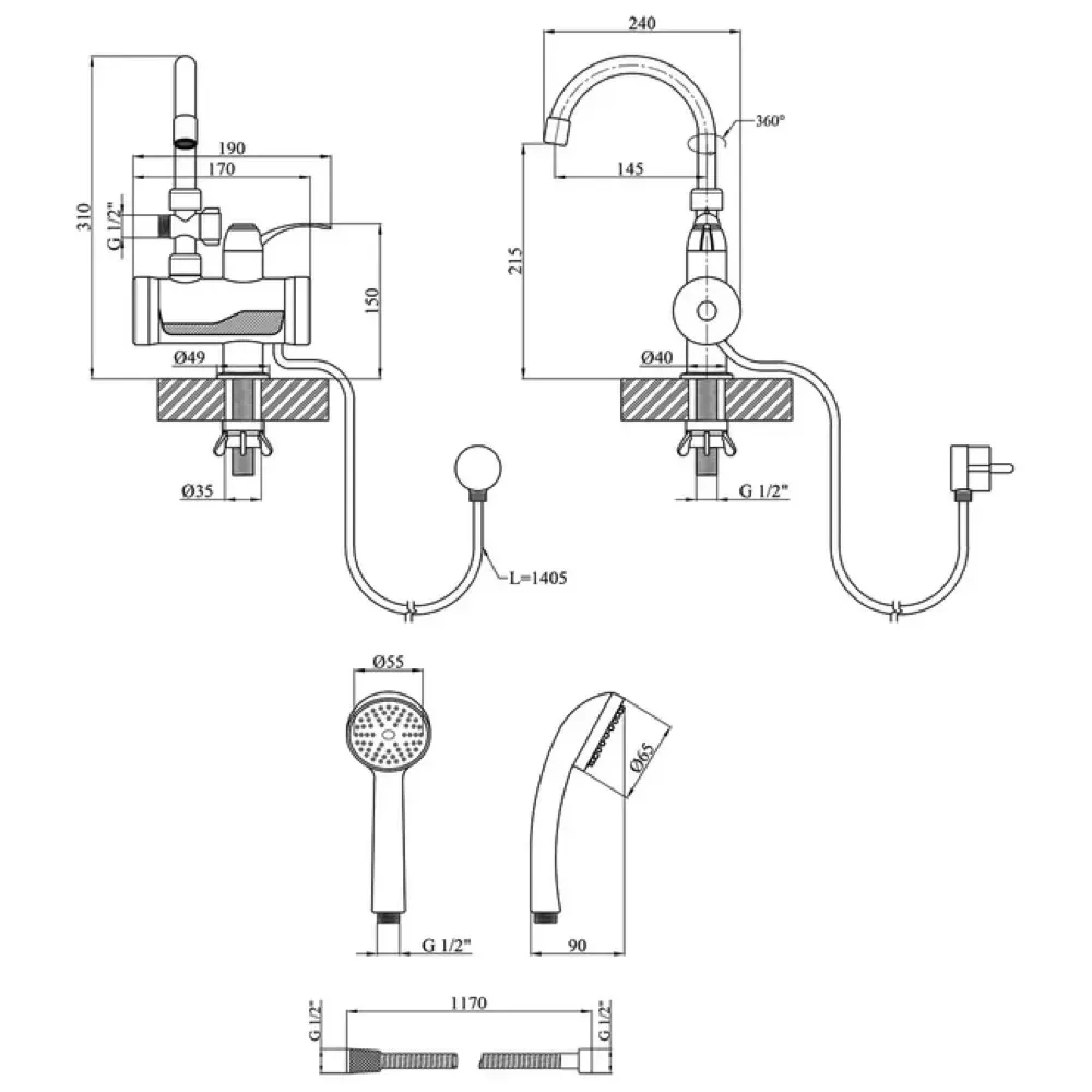 Проточный кран водонагреватель WEZER SDR-B15ST с лейкой Киев - изображение 5