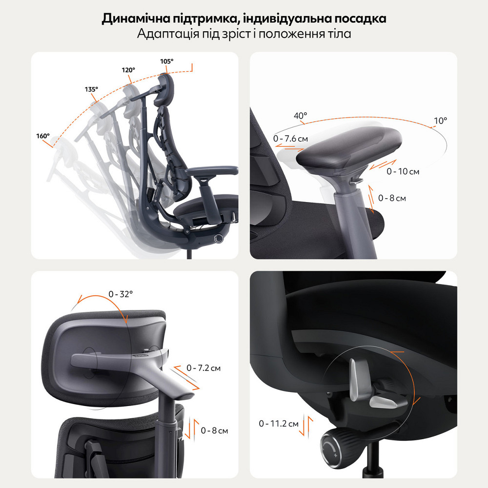 Крісло офісне LiberNovo Omni Midnight Black 48 см (CP-GW-0000015-00-01) ( 17326 ) Харків - фото 14