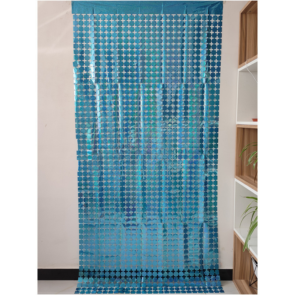 Дождик для фотозоны кубиками с голограммой 2 м на 1 м голубой Киев - изображение 2