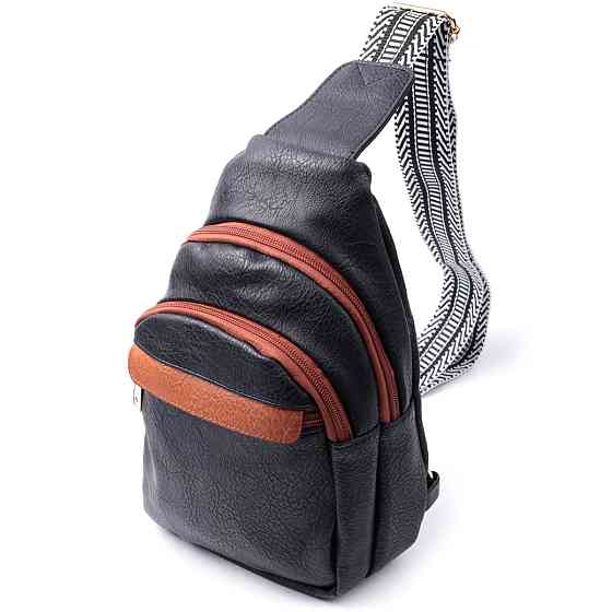 Удобная женская сумка через плечо с отверстием для наушников из экокожи Vintage 22787 Черный Киев