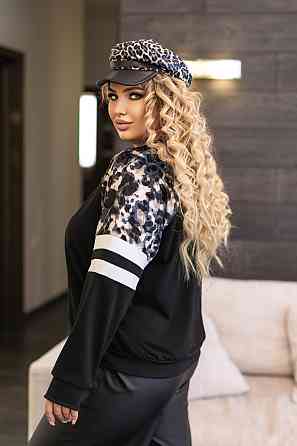 Жіночий світшот зі вставками "Artes" оптом | Батал 54-56, Чорний Київ