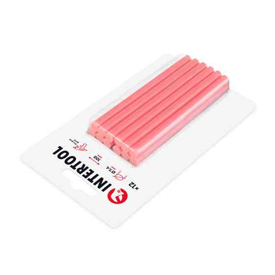 Комплект клейових стрижнів рожевих, 7,4×100 мм, 12 шт. INTERTOOL RT-1047 Київ
