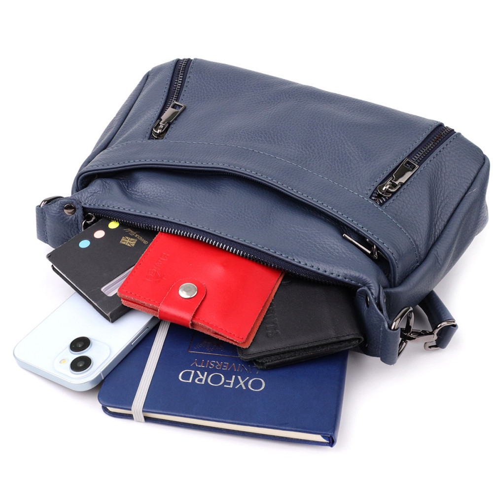 Зручна жіноча сумка з натуральної шкіри Vintage 23019 Синій Київ - фото 9