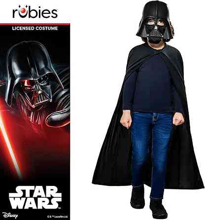 Маска і плащ набір Darth Vader, дитячий костюм Star Wars 4+, Дарт Вейдер Зоряні Війни для Хелловіну, святкового ранку ліцензійний Київ