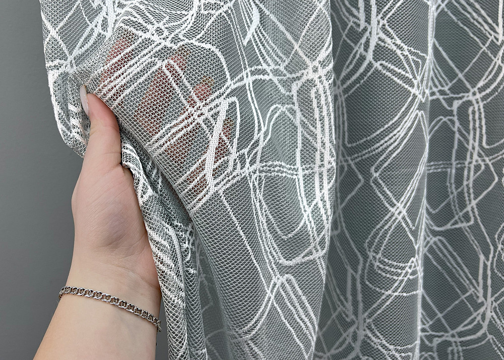 Тюль VR-Textil 1970т Жакард Сірий з білим 200х250 см (42-1254) Київ - фото 4