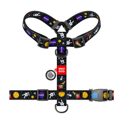 Шлей для собак WAUDOG Nylon анатомическая H-образная с QR-паспортом "NASA" пластиковый фастекс XL (323-0047) Винница - изображение 2
