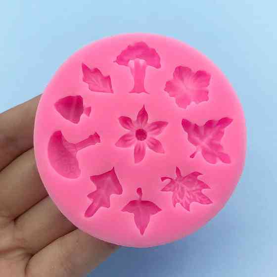 Молд силиконовый Листья и цветы 67 мм розовый Киев