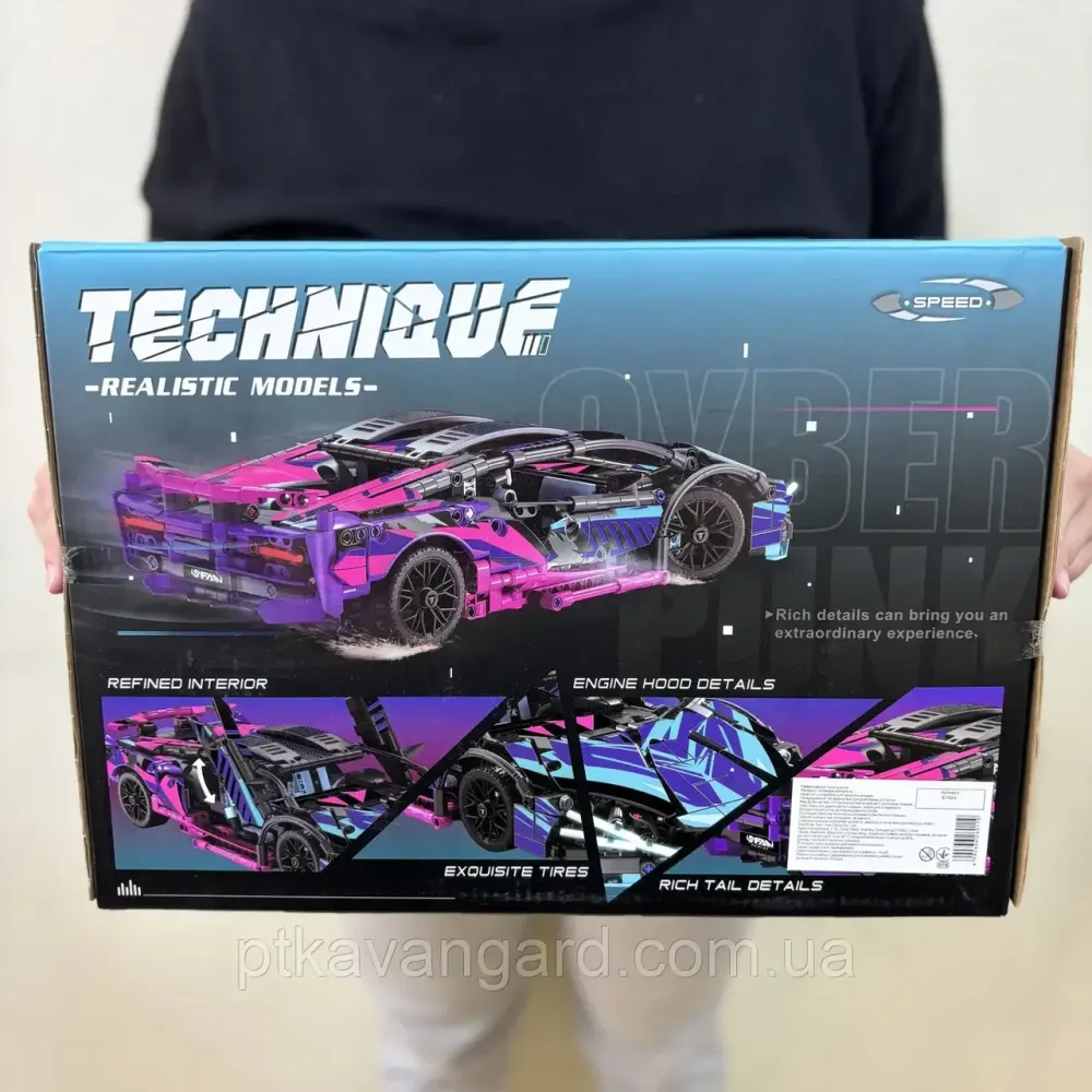 Автоконструктор Lamborghini спорткар автомобіль кіберпанк 1280 деталей Technic 7604 неоновий Хмельницький - фото 4