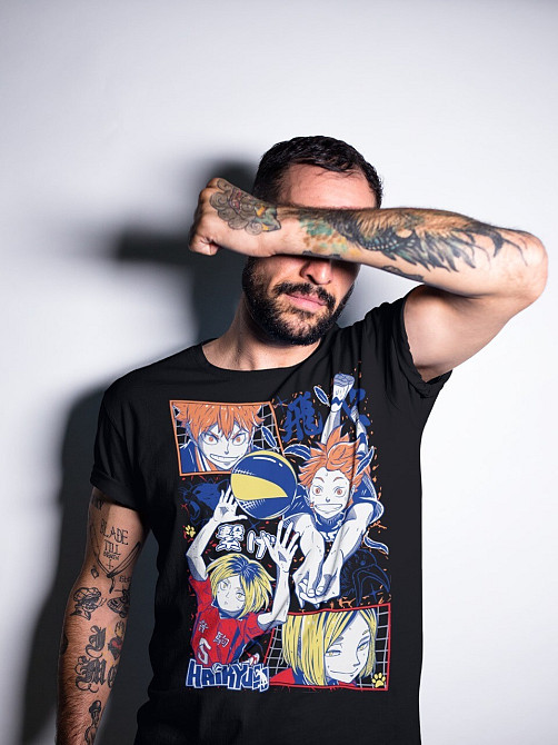 Футболка для хлопчика з аніме принтом Хайкю оверсайз (зріст від 165 до 180) Чорний AnimeJ0496m Дніпро - фото 2