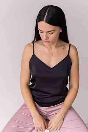 Базовая майка женская атлас Черный XL Харьков