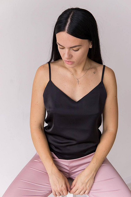 Базова майка жіноча атлас Чорний XL Харків - фото 1