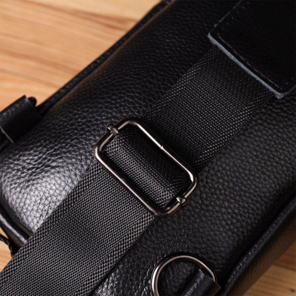 Сумка-слинг для мужчин из натуральной кожи Vintage 22955 Черный Киев - изображение 1