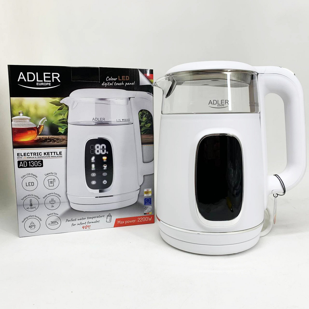 Чайник электрический Adler AD 1305 1.7Л 2200Вт White Silver VK-41 Львов - изображение 20