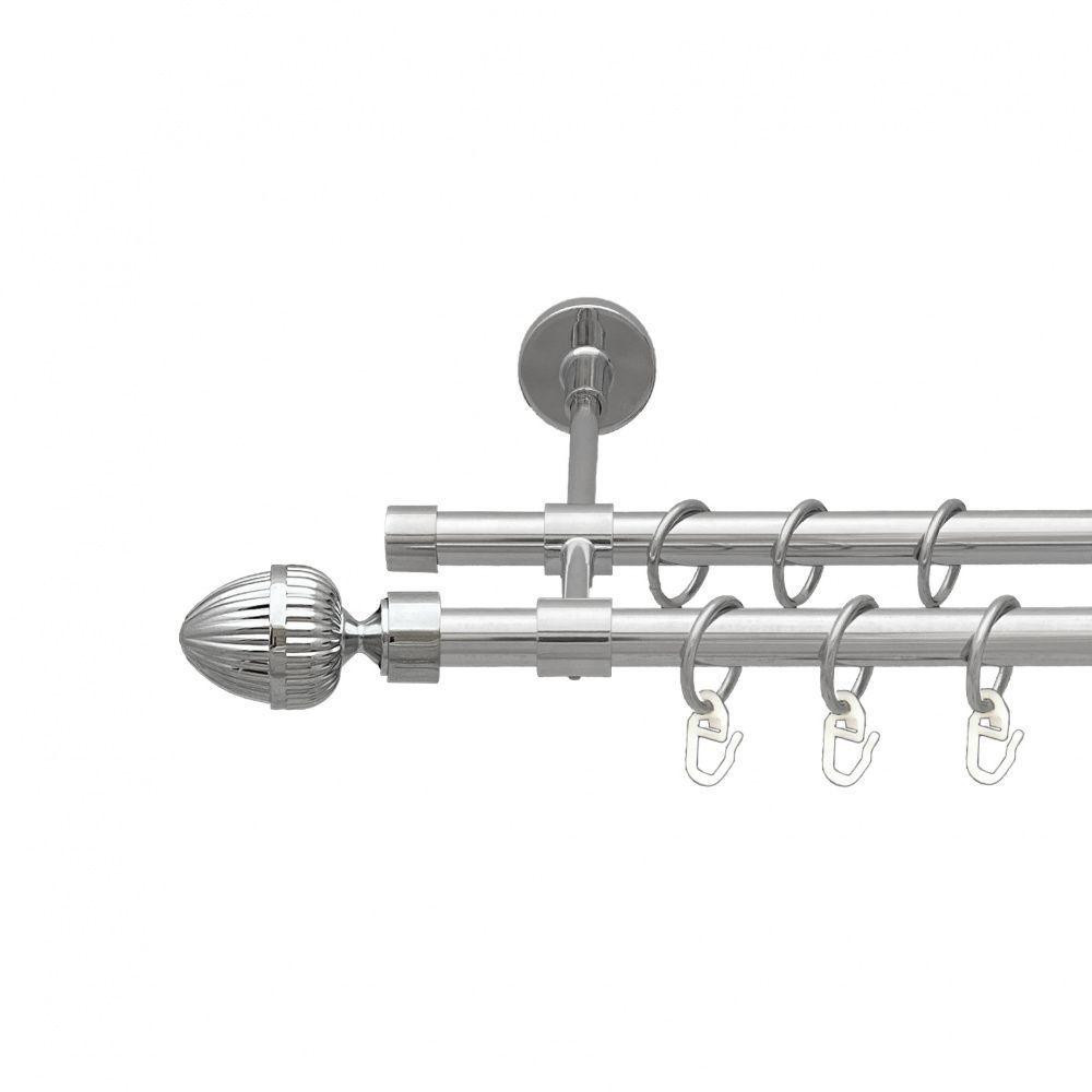 Карниз Orvit Одеон металевий дворядний закритий гладка труба кільце металеве Хром 16\16 мм 240 см (7387950) Львів - фото 1