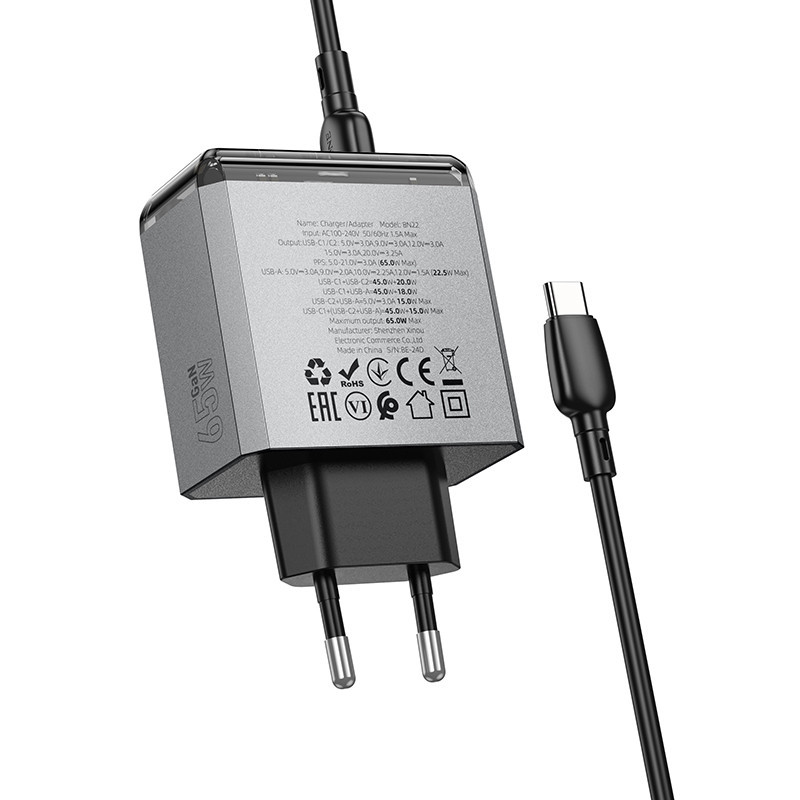 Зарядное устройство BOROFONE BN22 Lena 65W с кабелем Киев - изображение 9