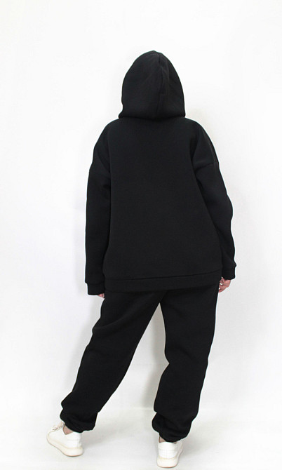 Жіночий спортивний теплий костюм тринитка на флісі XL-2XL Чорний Харків - фото 5
