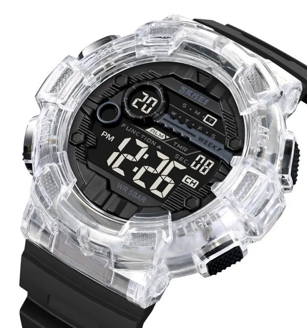 Часы мужские спортивные наручные Skmei 2110 (Белый с прозрачным) Винница - изображение 3