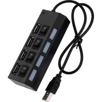 Концентратор Voltronic USB 2.0 to 4xUSB with switches black (YT-HWS4HS-B) Винница
