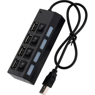 Концентратор Voltronic USB 2.0 to 4xUSB with switches black (YT-HWS4HS-B) Винница - изображение 1