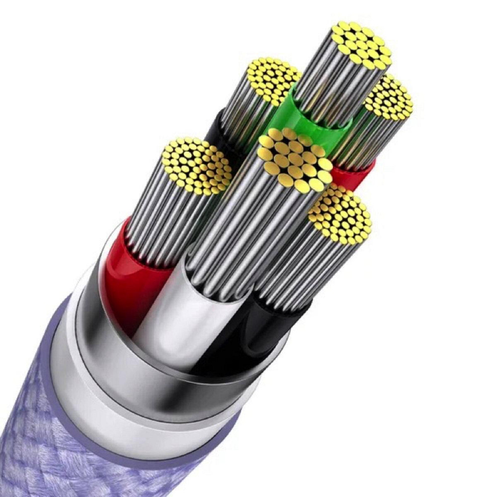 Кабель Baseus Flash Series II One-for-three Fast Charging Data Cable USB to M+L+C 66W 1.2m Purple CASS040005 Одесса - изображение 4