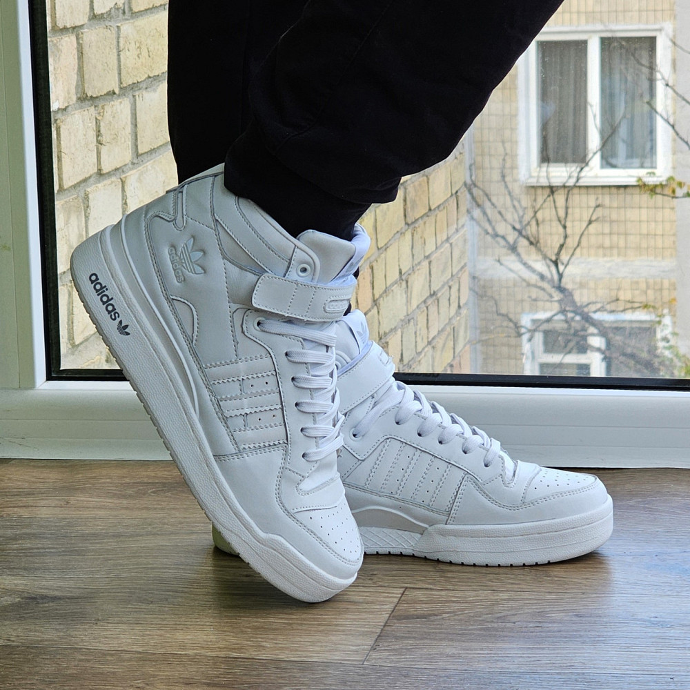 Високі Білі Кросівки Adidas Forum Шкіряні Чоловічі Черевики Адідас Форум (розміри: 41,42,43,44,45,46) Дніпро - фото 6