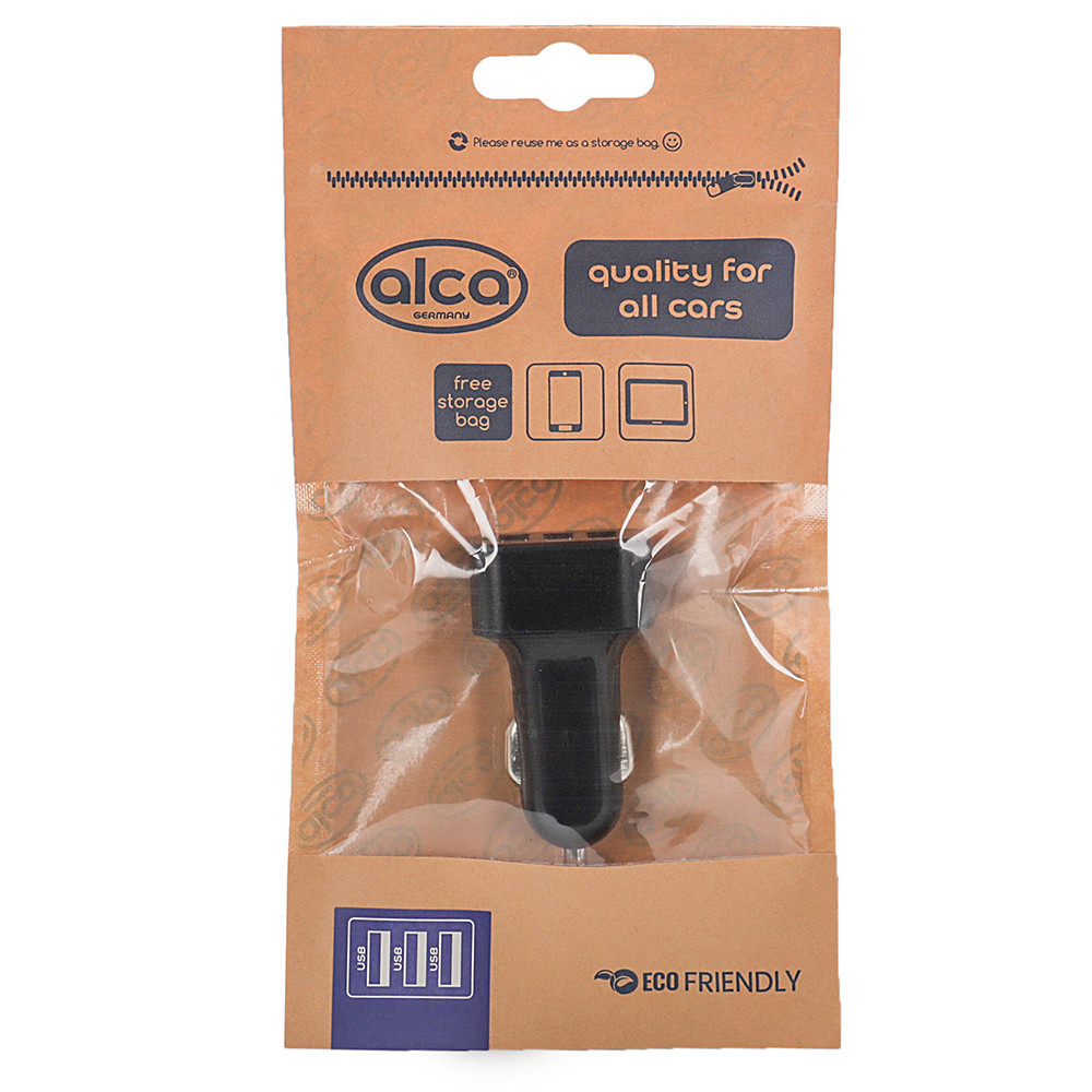 Зарядне в прикурювач 3USB 12/24В Alca чорний, 510510 Київ - фото 1