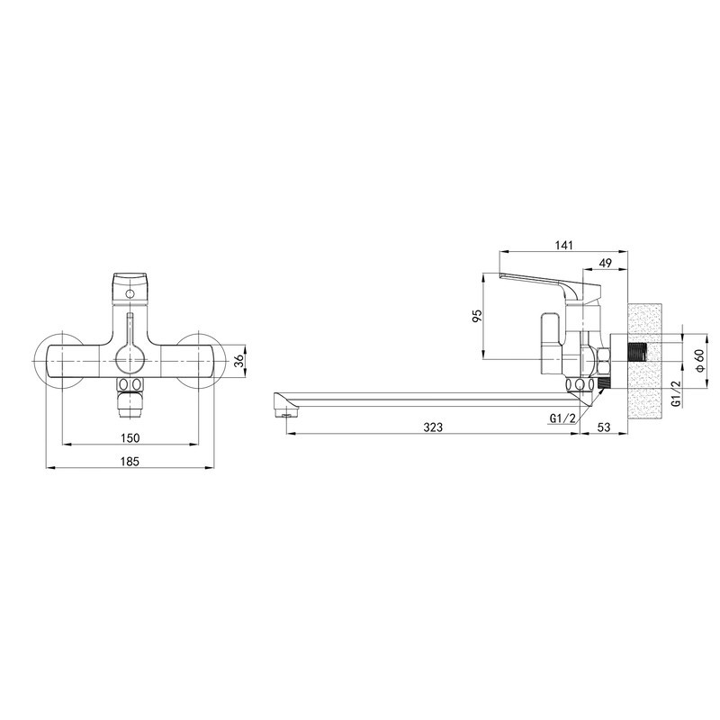 Змішувач для ванни Mixxus Premium MONE 006 EURO графіт (MI6781) Харків - фото 2