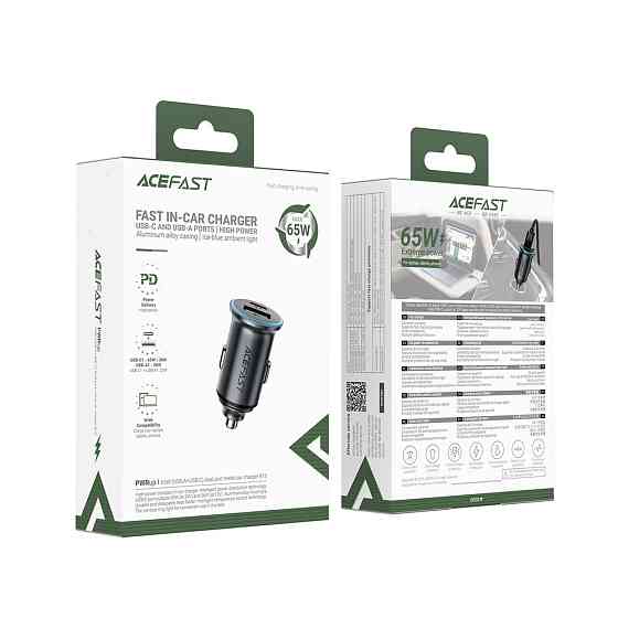 Автомобільний зарядний пристрій ACEFAST B15 65W (USB-A+USB-C) dual port metal car charger Одеса