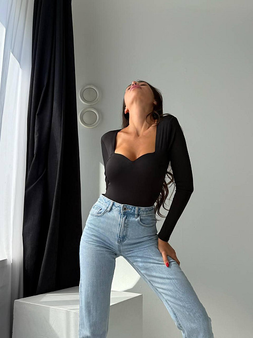 Стильный женский боди с пуш-ап эффектом микродайвинг Черный, 46/48 Одесса - изображение 7
