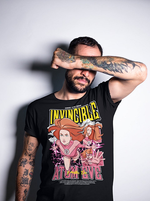 Футболка для хлопчика з аніме принтом Атом Еве Комік Боок оверсайз (зріст від 165 до 180) Чорний AnimeJ0263m Дніпро - фото 3