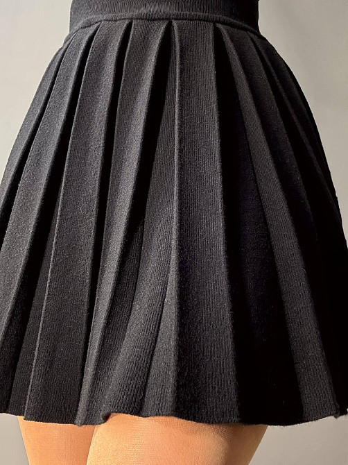 Спідниця жіноча A-N 9956 в’язана тепла у складку на резинці, чорний, one size Київ - фото 1