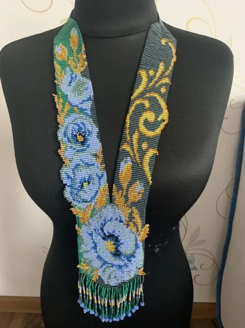 Гердан «Маки золото» з бісеру Коломия - фото 1