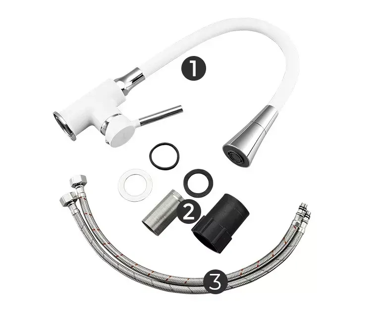 Смеситель для кухни Frap F4044-8 с гибким изливом, 2 режима, белый/хром Киев - изображение 4